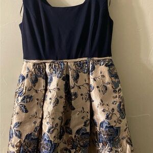 R&M Richard’s Elegant Navy and Gold Floral  Dress